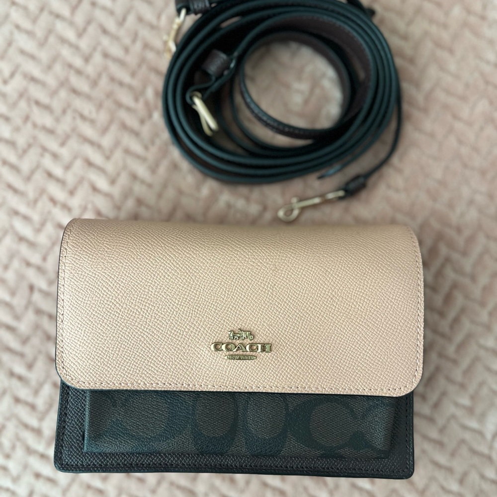 Coach Two-Tone Signature Canvas Crossbody - Blush & Black